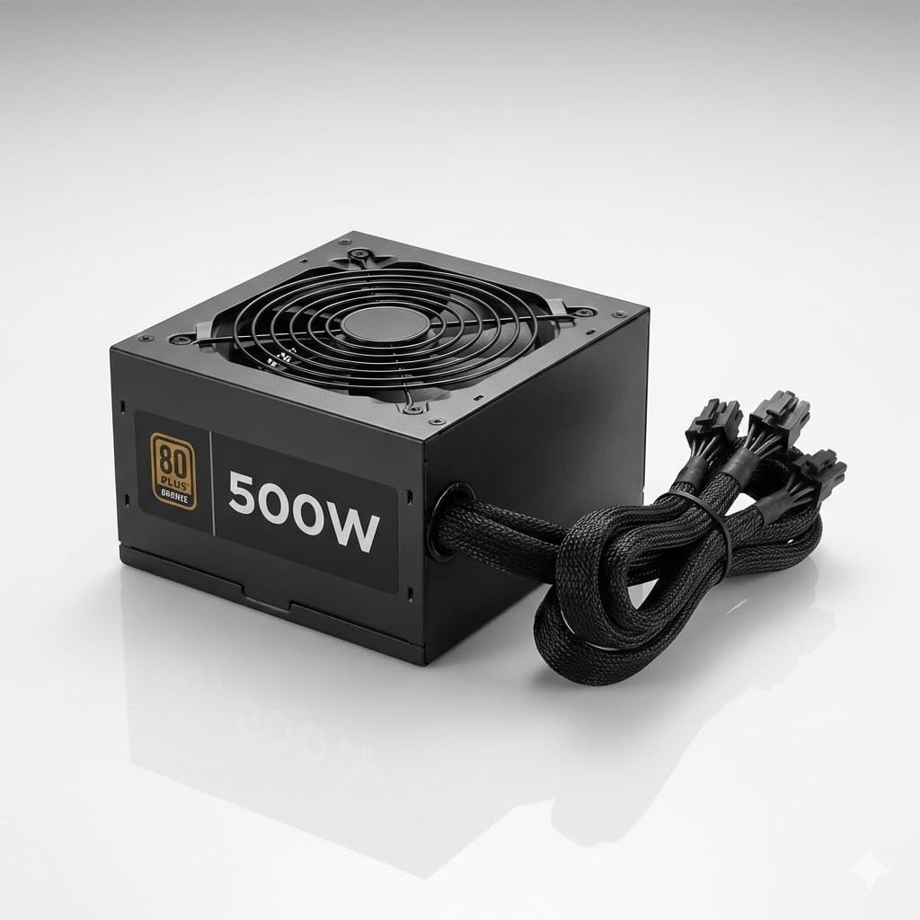 500W 80+ Dual 8 Pin POWER SUPPLY (Black Wires) - Image 1