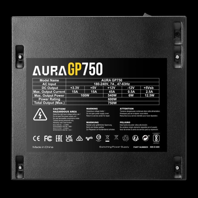 GAMDIAS AURA GP750 750W 80+ POWER SUPPLY
